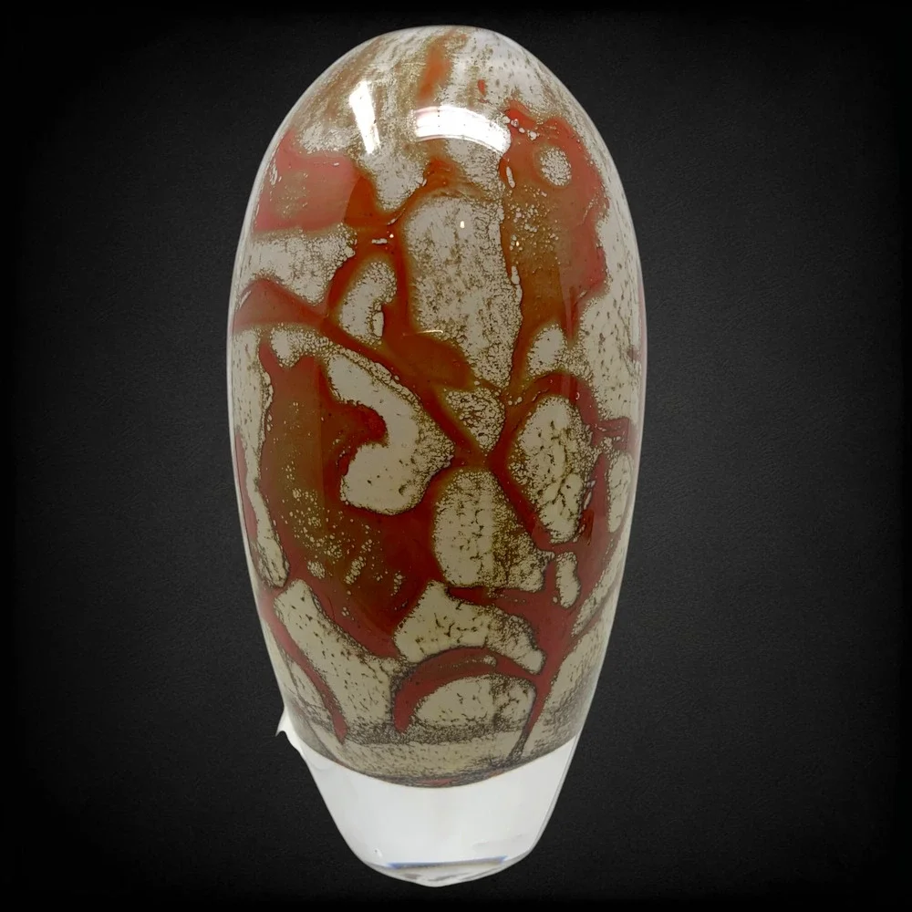Vtg Y2K Kosta Boda Floating Flowers Vase Olle Brozén Signed Swedish Art Glass 7